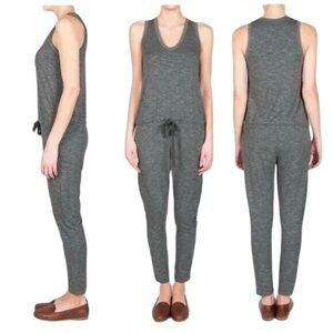 Anthropologie Heather Gray Sleeveless Drawstring Jumpsuit - NWT
